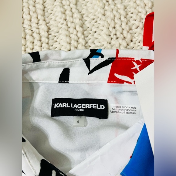 KARL LAGERFELD PARIS Bungee Print Belted Shirtdress. NWOT. RETAIL 149 - Picture 9 of 12